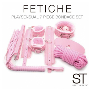 Fetiche Playsensual 7 Piece Bondage Set Pink-0