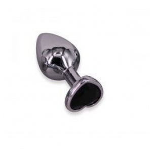 PLUG STEEL LARGE CORAZON PIEDRA NEGRO