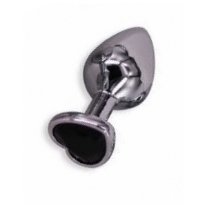 PLUG STEEL LARGE CORAZON PIEDRA NEGRO