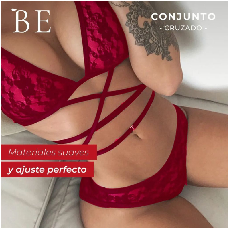 CONJUNTO ENCAJE ARNES CRUZADO EN EL APDOMEN