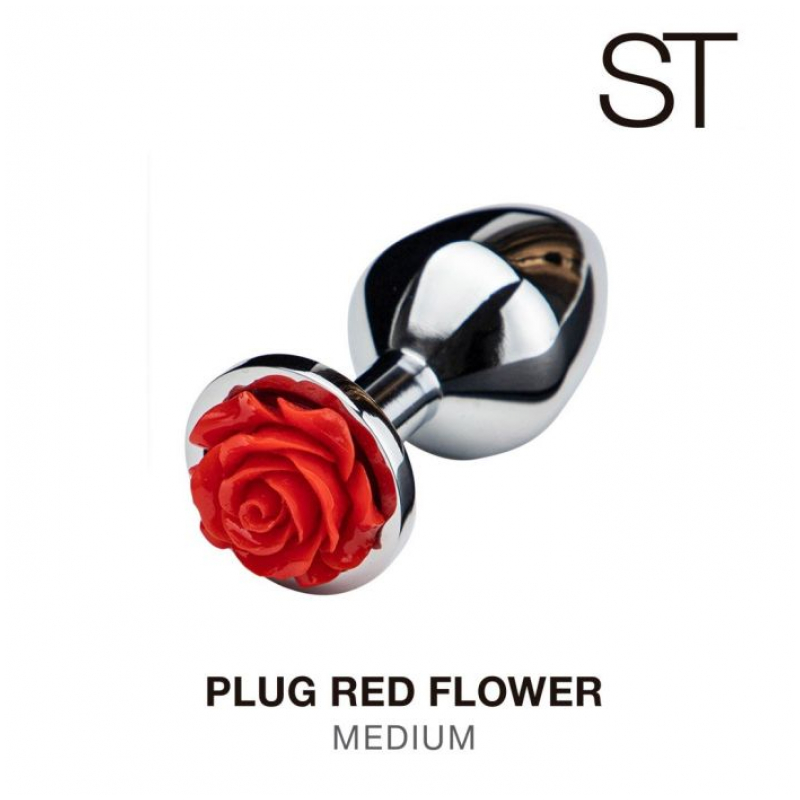 Red Rose Flower - Medium Anal Plug