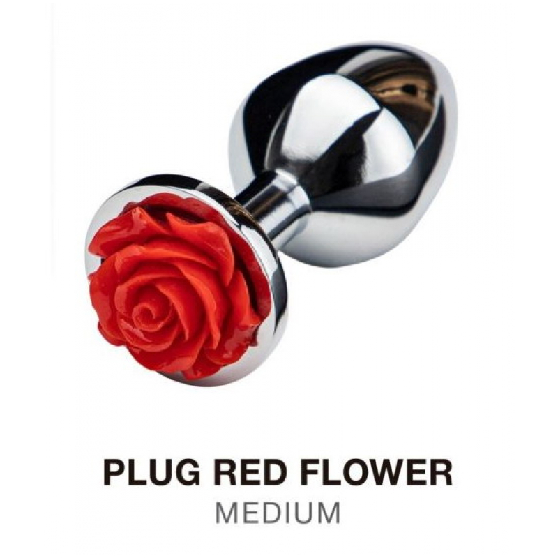 Red Rose Flower - Medium Anal Plug